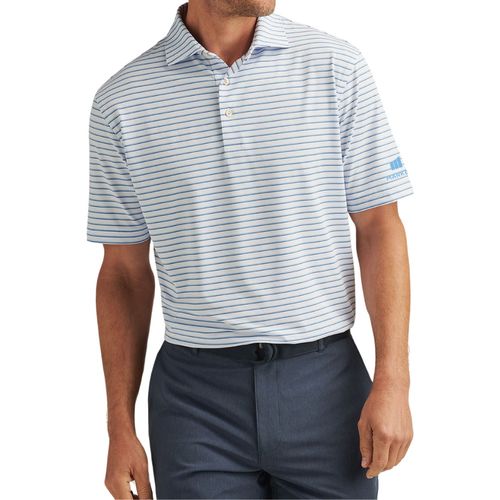 Peter Millar Men's White/Cottage Blue Dunnes Stripe Polo image thumbnail