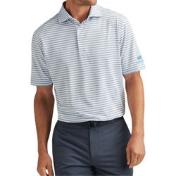 Image of Peter Millar Men's White/Cottage Blue Dunnes Stripe Polo