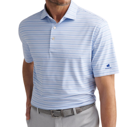 Image of Peter Millar Men's Blue/White Atrium Stripe Polo