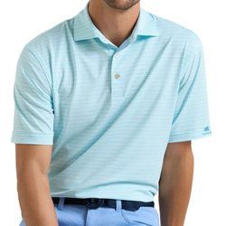 Image of Peter Millar Men's Turquoise Dunnes Performance Polo