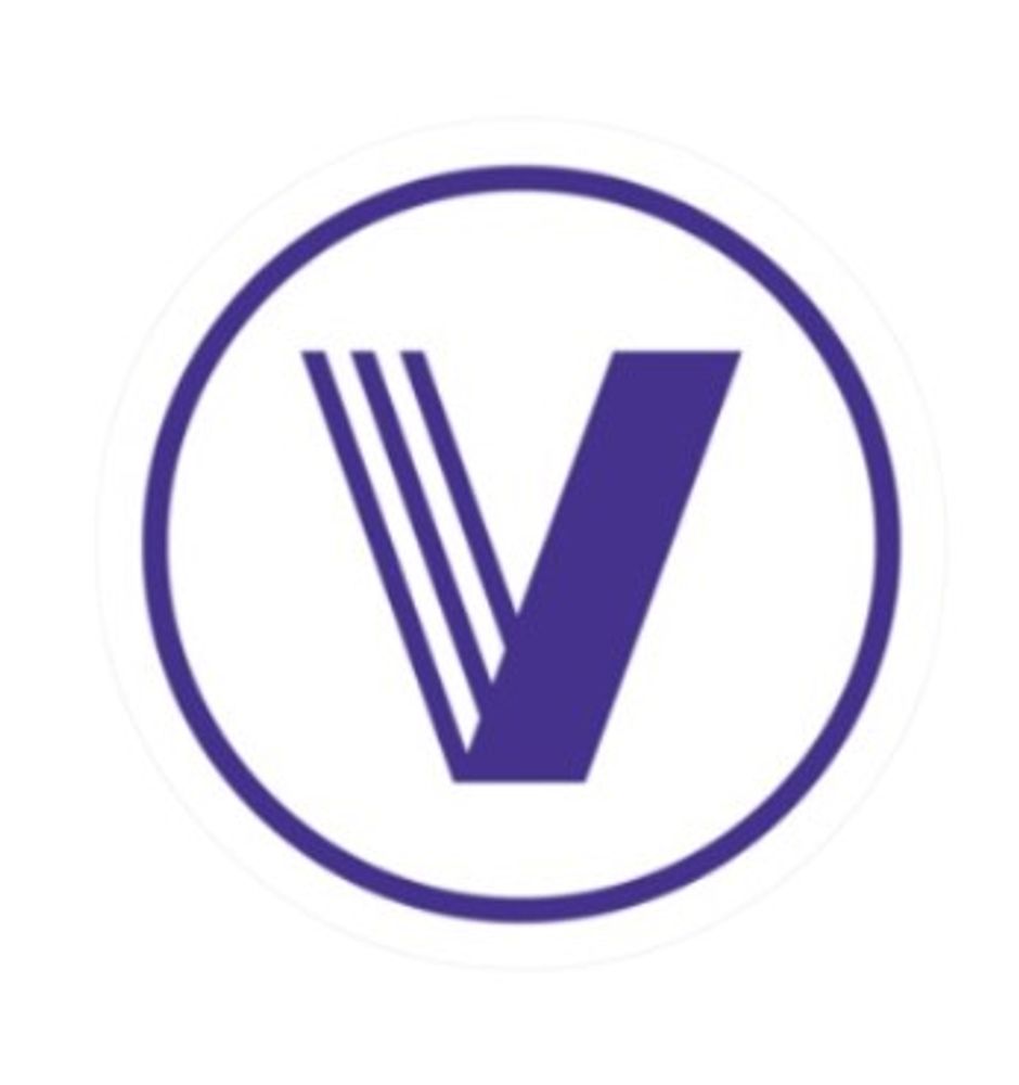 White and Purple VettaFi V Circle Sticker  primary image