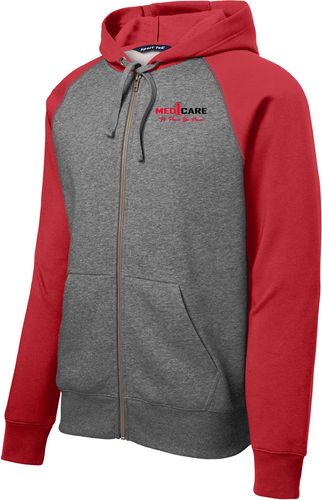 Sport-Tek Raglan Colorblock Full-Zip Hooded Fleece Jacket. ST269 image thumbnail