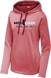Image of Sport-Tek Ladies PosiCharge Sport-Wick Heather Fleece Hooded Pullover. LST264