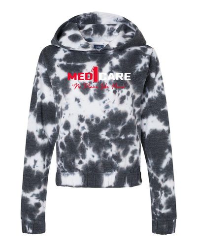 Women's Sueded Fleece Tie-Dyed Crop Hooded Sweatshirt - W23718 image thumbnail
