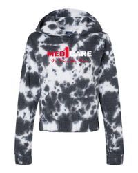 Image of Women's Sueded Fleece Tie-Dyed Crop Hooded Sweatshirt - W23718