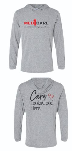 Care Looks Good Here Jerzees Classics Unisex Cotton Long Sleeve Hooded T-Shirt 363LH image thumbnail