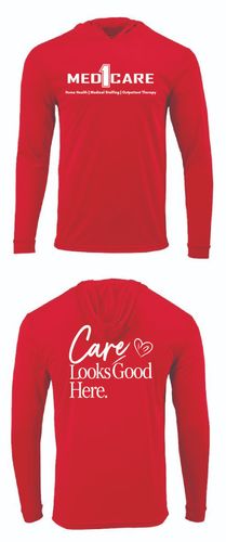 Care Looks Good Here Jerzees Classics Unisex Cotton Long Sleeve Hooded T-Shirt 363LH image thumbnail
