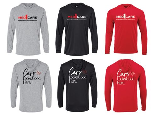 Care Looks Good Here Jerzees Classics Unisex Cotton Long Sleeve Hooded T-Shirt 363LH image thumbnail