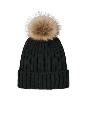 Port Authority Faux Fur Pom Beanie image thumbnail Port Authority Faux Fur Pom Beanie image thumbnail