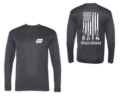 Image of Graphite Long Sleeve Performance Tee - Tech Flag