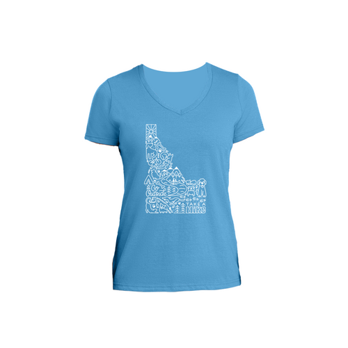 Idaho on Front - Ladies Performance Blend V-Neck Tee image thumbnail