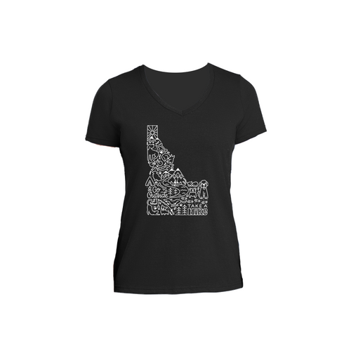 Idaho on Front - Ladies Performance Blend V-Neck Tee image thumbnail