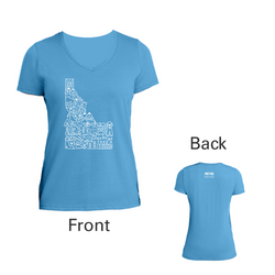 Image of Idaho on Front - Ladies Performance Blend V-Neck Tee