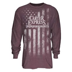 Image of Premium Burgundy Heather Patriotic Long Sleeve Tee
