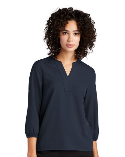 Mercer+Mettle Stretch Crepe 3/4-Sleeve Blouse image thumbnail