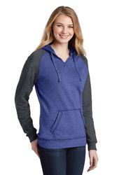 Image of District Women's Lightweight Fleece Raglan Hoodie. DT296