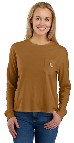 Women's Carhartt Tencel Fiber Series Loose Fit Long-Sleeve Crewneck Pocket T-Shirt. 106121 image thumbnail
