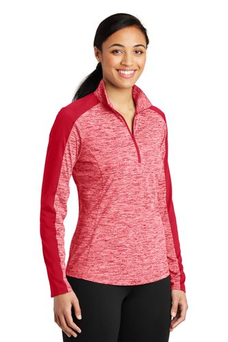 Sport-Tek Women's PosiCharge® Electric Heather Colorblock 1/4-Zip Pullover. LST397 image thumbnail