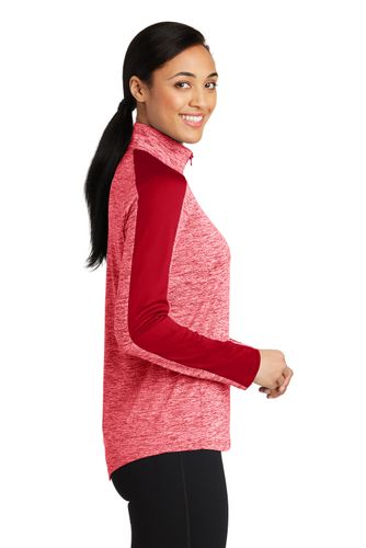 Sport-Tek Women's PosiCharge® Electric Heather Colorblock 1/4-Zip Pullover. LST397 image thumbnail