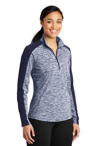 Sport-Tek Women's PosiCharge® Electric Heather Colorblock 1/4-Zip Pullover. LST397 image thumbnail