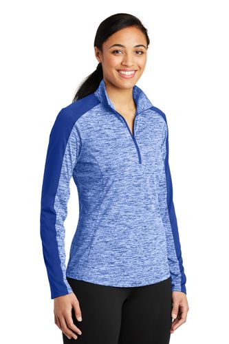 Sport-Tek Women's PosiCharge® Electric Heather Colorblock 1/4-Zip Pullover. LST397 image thumbnail