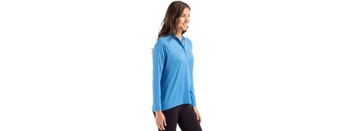 Cutter & Buck Coastline Epic Comfort Eco Recycled Women's Hooded Shirt. LCK00184 image thumbnail