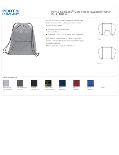 Port & Company Core Fleece Sweatshirt Cinch Pack image thumbnail