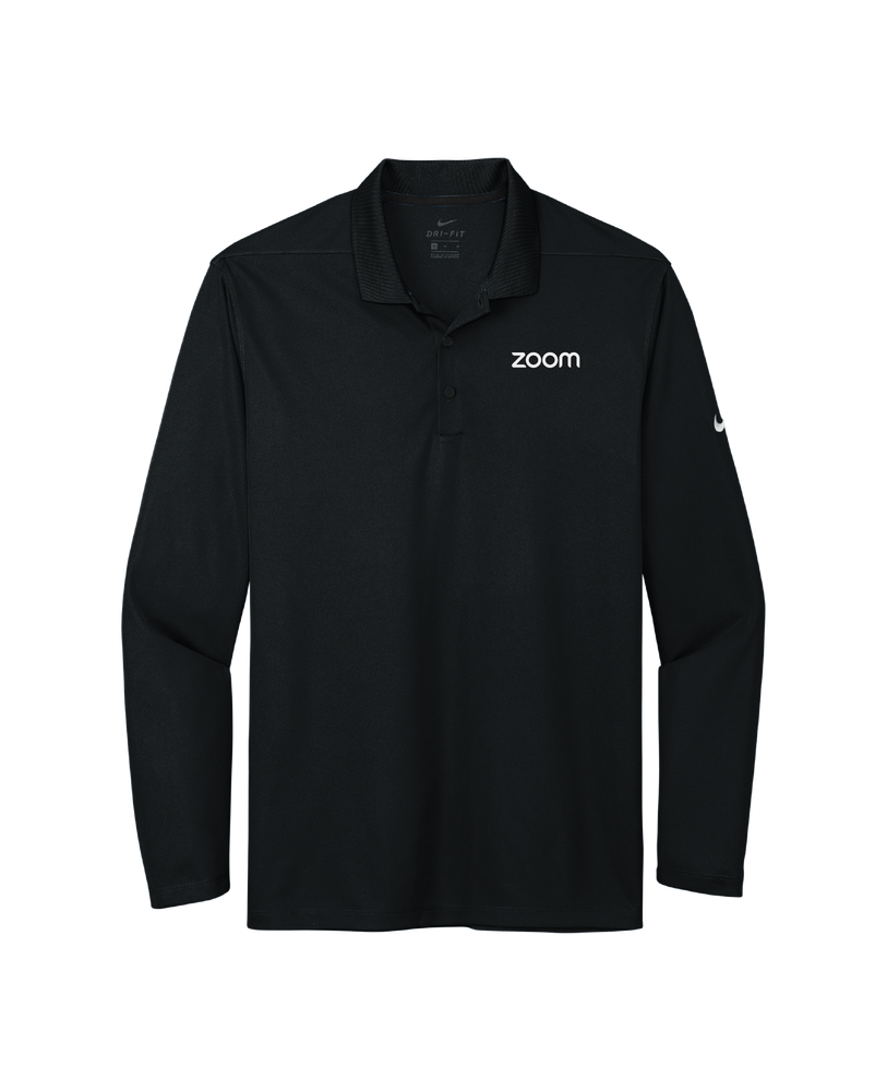 Nike Men's Dri-Fit Micro Pique Long Sleeve Polo (Black) primary image