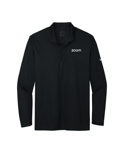 Image of Nike Men's Dri-Fit Micro Pique Long Sleeve Polo - BLACK