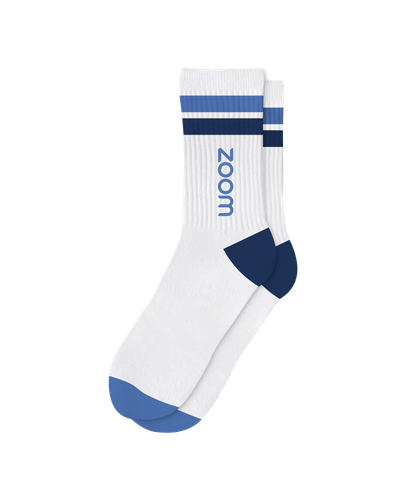 Image of Cotton Athletic Crew Socks - Retro Blue Stripes