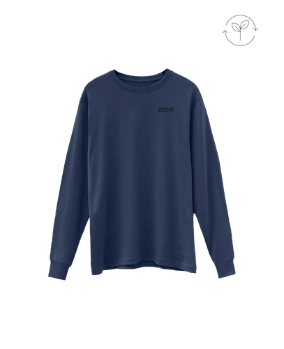 Image of Original Favorites Long Sleeve Cotton Tee - OCEAN NAVY/3D embroidery