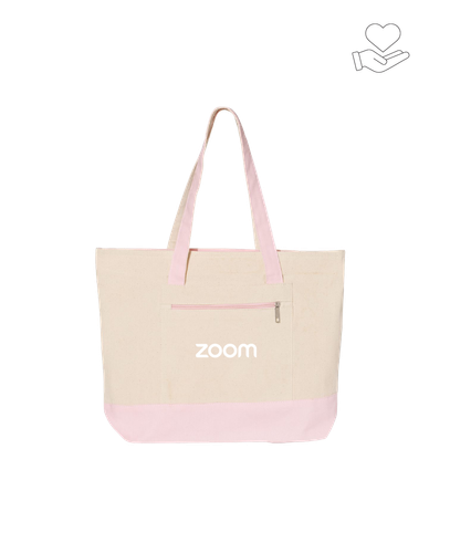 Image of Zoom Breast Cancer Awareness Zippered Tote - Pink