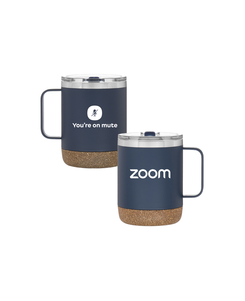 YOM / You're On Mute Explorer 12 oz Insulated Thermal Mug (Navy/Cork) primary image