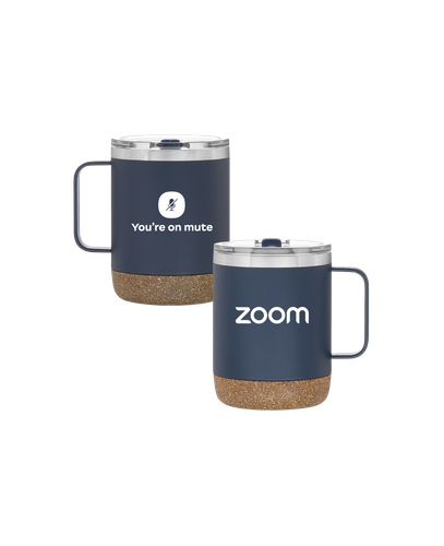 YOM / You're On Mute Explorer 12 oz Insulated Thermal Mug (Navy/Cork) image thumbnail