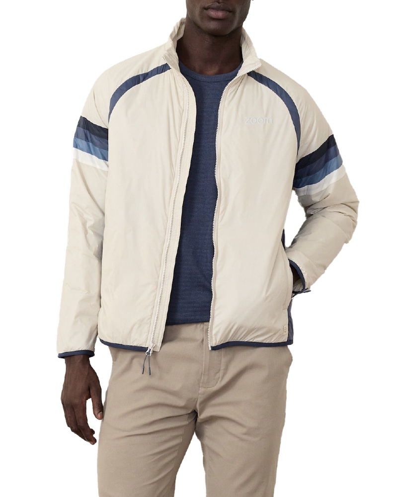Marine Layer Varsity Puffer Unisex Lightweight Jacket (White/Blue) primary image