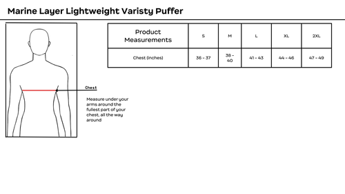 Marine Layer Varsity Puffer Unisex Lightweight Jacket (White/Blue) image thumbnail