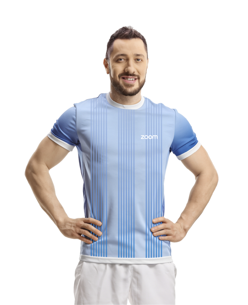 Custom Zoom Soccer Jersey (Blue)  primary image