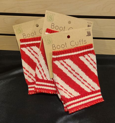 Candy Cane Knitted Boot Cuffs image thumbnail