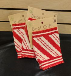 Image of Candy Cane Knitted Boot Cuffs