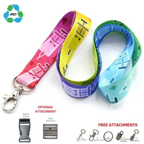 Recycled PET Full Color Sublimation Lanyard Custom Imprint ID Badge Holder - 3/4" image thumbnail