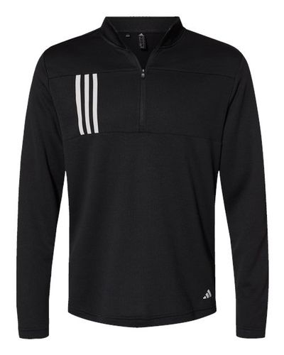 Men's 3-Stripes Double-Knit Quarter-Zip Pullover image thumbnail