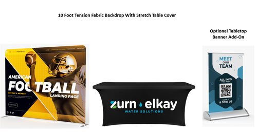 Tradeshow Bundle - 10FT Tension Fabric Display, Stretch Table Cover, Optional Table Top Banner Add On image thumbnail