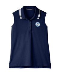 Image of Ladies' CrownLux Performance™ Plaited Tipped Sleeveless Polo