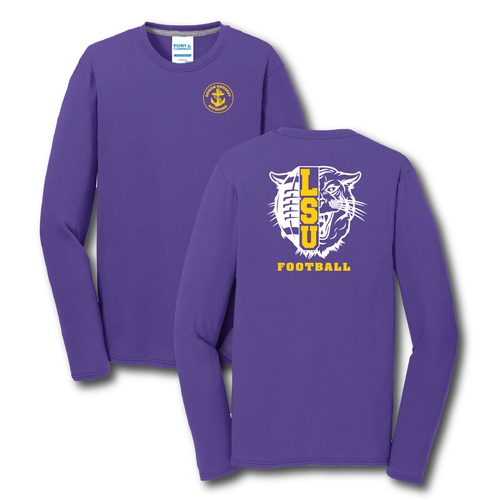 LSU Football Port & Company Long Sleeve Performance Blend Tee. PC381LS image thumbnail
