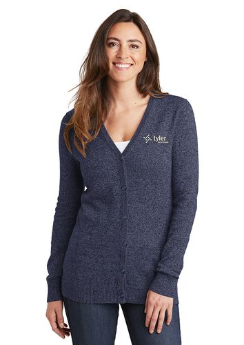 Port Authority® Ladies Marled Cardigan Sweater image thumbnail