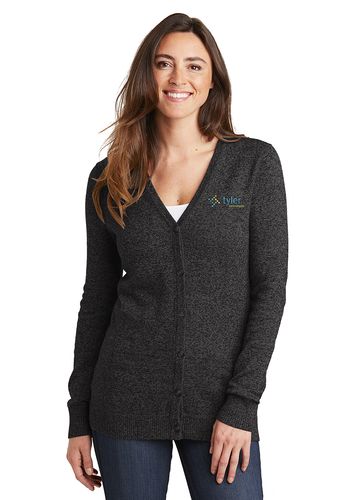 Port Authority® Ladies Marled Cardigan Sweater image thumbnail