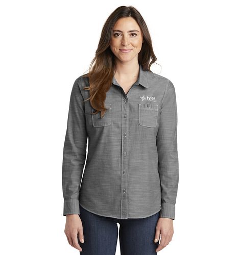 Port Authority® Ladies Slub Chambray Shirt image thumbnail