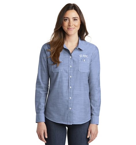 Port Authority® Ladies Slub Chambray Shirt image thumbnail