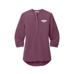 Image of Women's 3/4-Sleeve Textured Crepe Tunic