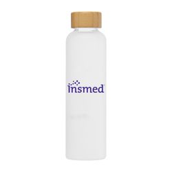 Image of 20 oz. Frosted Borosilicate Glass Bottle with Bamboo Lid